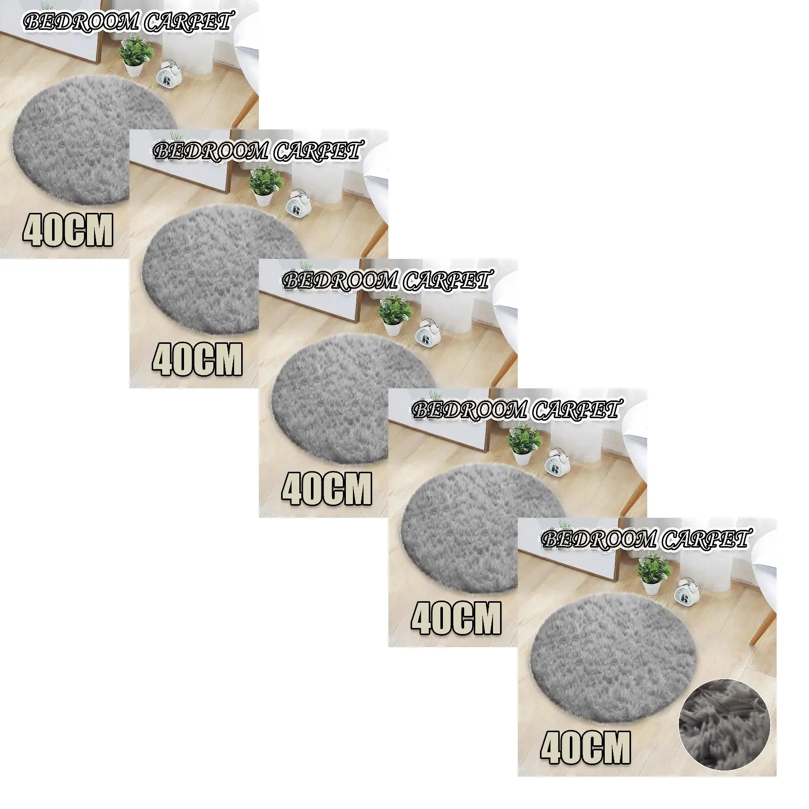 5Pcs Plush Round Bath Rug, 16\'\'x16\'\' Extra Soft and Absorbent Bathroom Mat Rugs, Non-Slip Plush Carpet for Tub Shower Bath Room