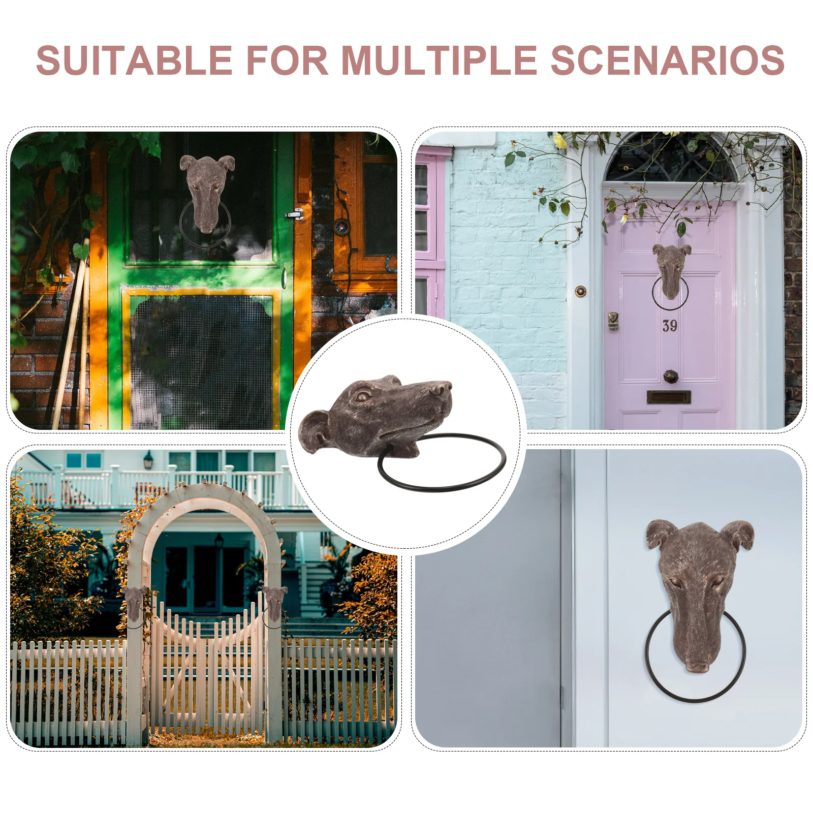 الراتنج الكلب رئيس الباب واحد مطرقة الباب الأمامي الأجهزة الزخرفية لاستخدام أمن مدخل الفيلا #2