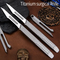 Titanium Alloy Scalpel Stainless Steel Blade Engraving Craft Knive Non-Slip Scalpel Paper Cutting DIY Knife Multifunction Tools