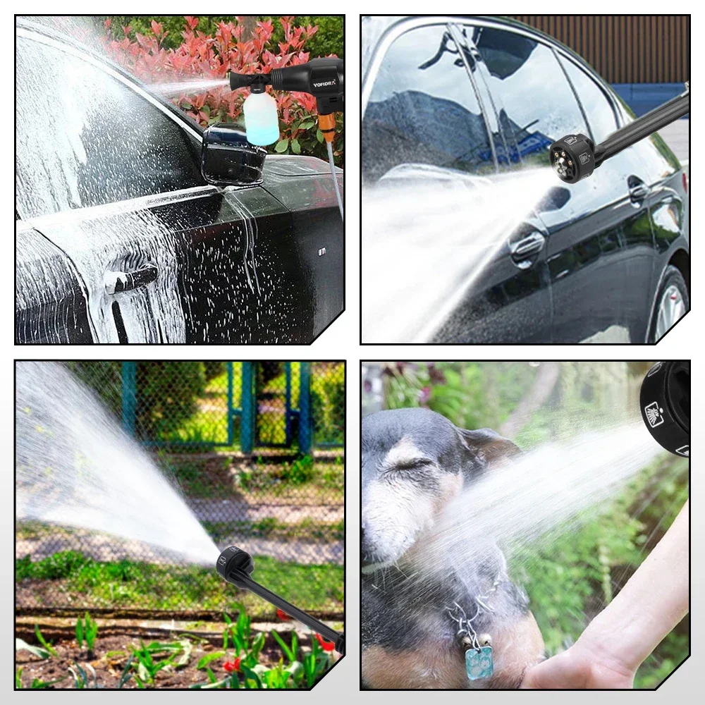 Yofidra 200Bar Brushless High Pressure Car Washer Gun 6 IN 1 Electric Garden Washing Water Wash Spray Gun for Makita 18V Battery