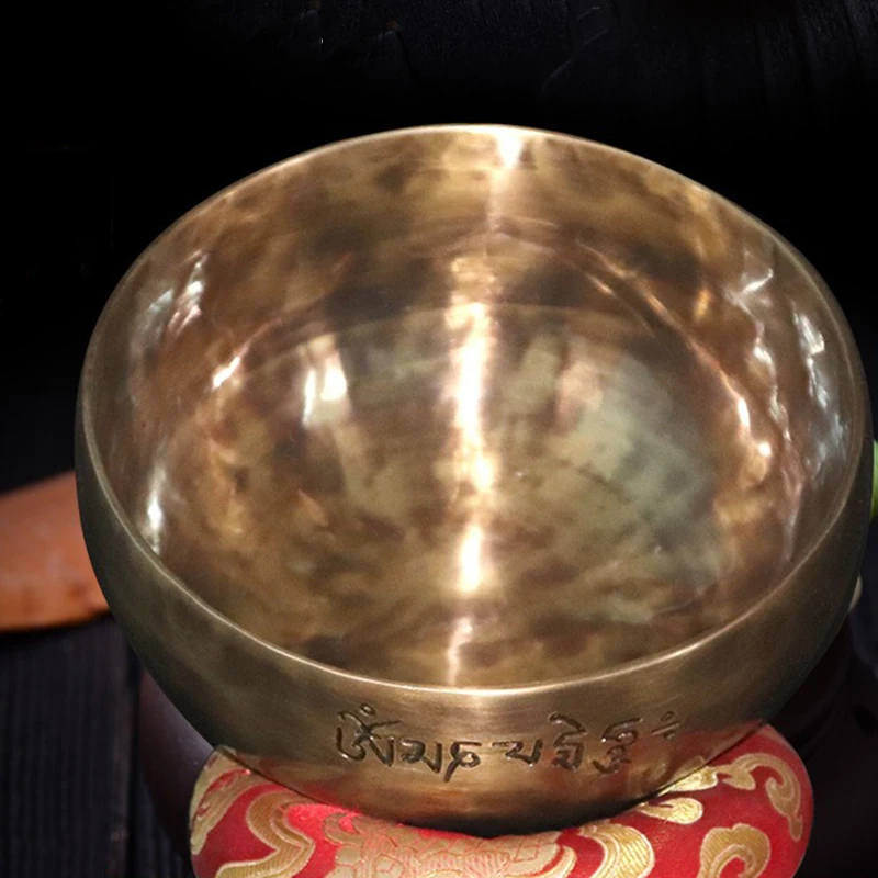 Nepal Singing Bowl Copper Full Moon Singing Bowls Buddhist Meditation Original Tibetan Bowl Sound Healing with Mallet Cushion view 2