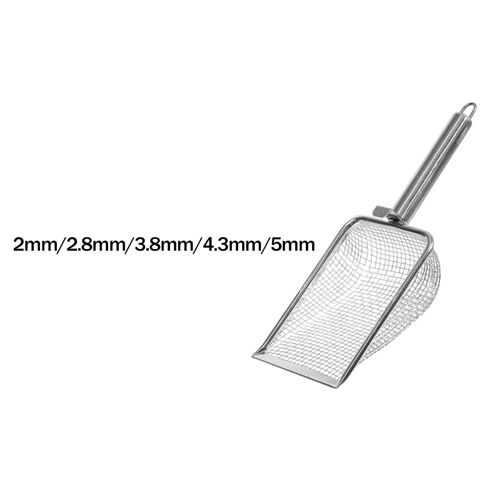 Herramienta de limpieza para paletas de arena para gatos, limpiador de arena para tamizar de acero inoxidable, pala de malla multifuncional de alta resistencia y práctica