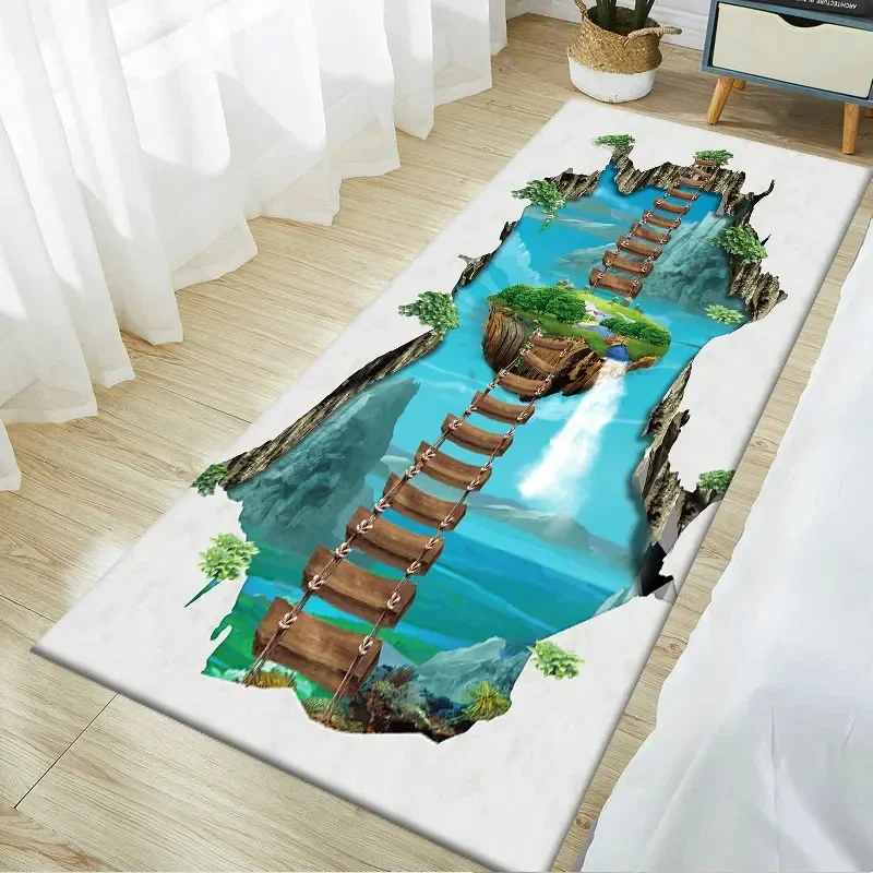 سجاد شلال ثلاثي الأبعاد لغرفة المعيشة، سجاد ممر المدخل، سجاد منطقة أرضية الجسر لغرفة الأطفال، سجادة غرفة النوم المطبخ المزخرفة