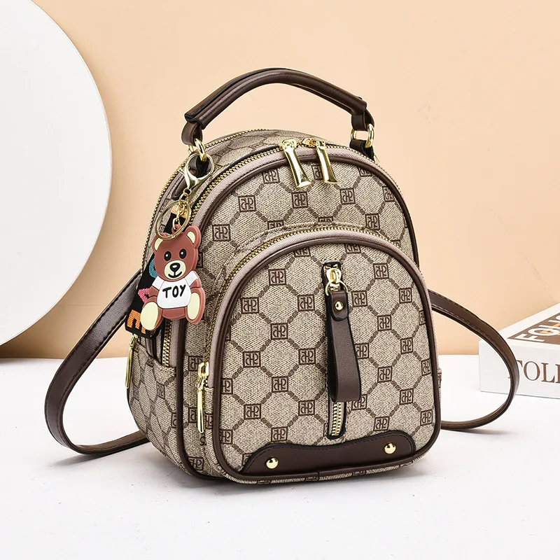 

2024 New Soft Women Handbag Bag Network bear pendant Ladies Shoulder Backpack Fashion Travel Crosssbody Bag For Women