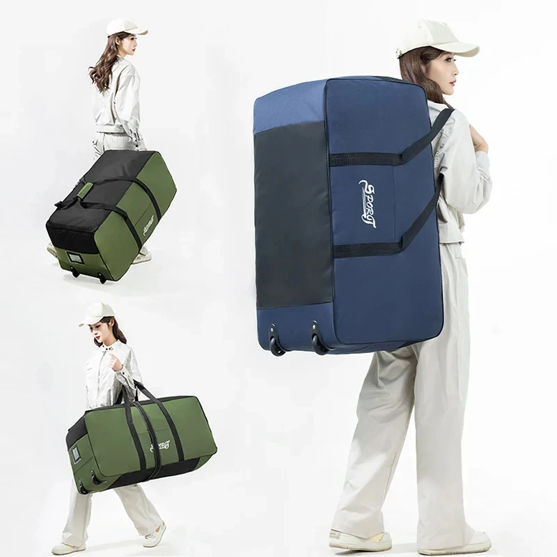

Wheeled Duffel Bag Large Capacity Outdoor Travel Climbing Hiking Camping Trekking Backpack Rolling Garment Bag Luggage Handbag