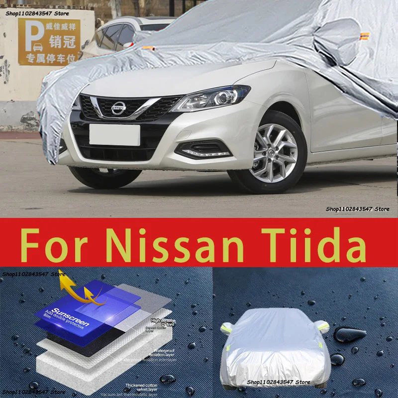 

Наружная защита для Nissan Tlida, полные автомобильные Чехлы, снежный чехол, Солнцезащитный водонепроницаемый пыленепроницаемый внешний автомобильный аксессуар