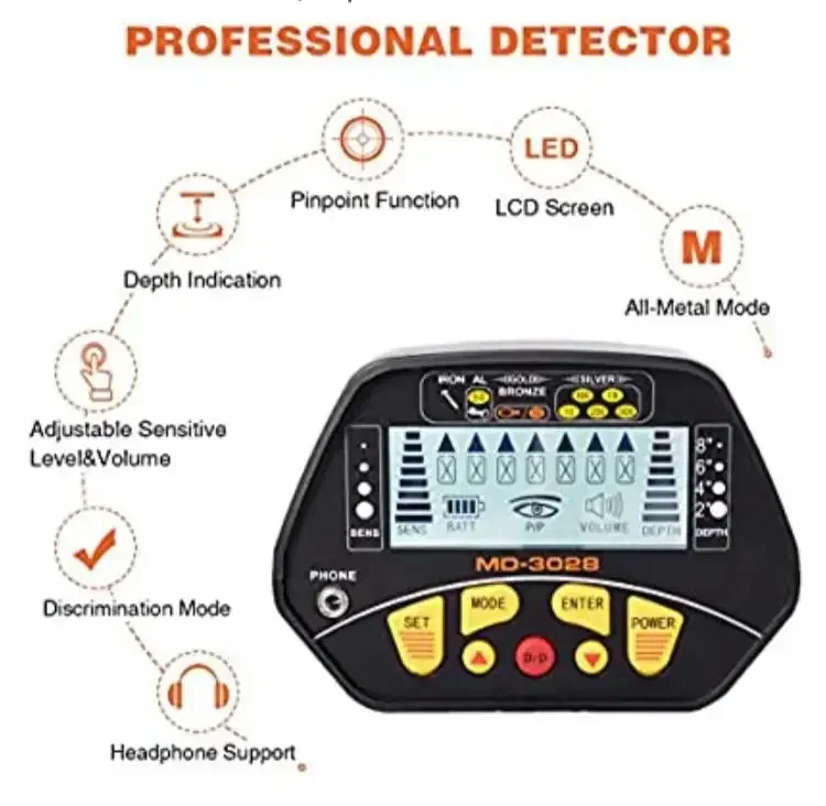 Underground metal detector de oro MD-3028 high accuracy gold seeker waterproof search coil  metal and gold detector professional