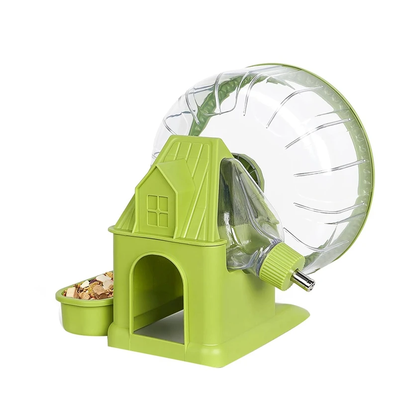 4 In 1 Quiet Hamster Exercise Wheel, Multi Functional Hamster House With Running Wheel, Water Bottle, Food Bowl