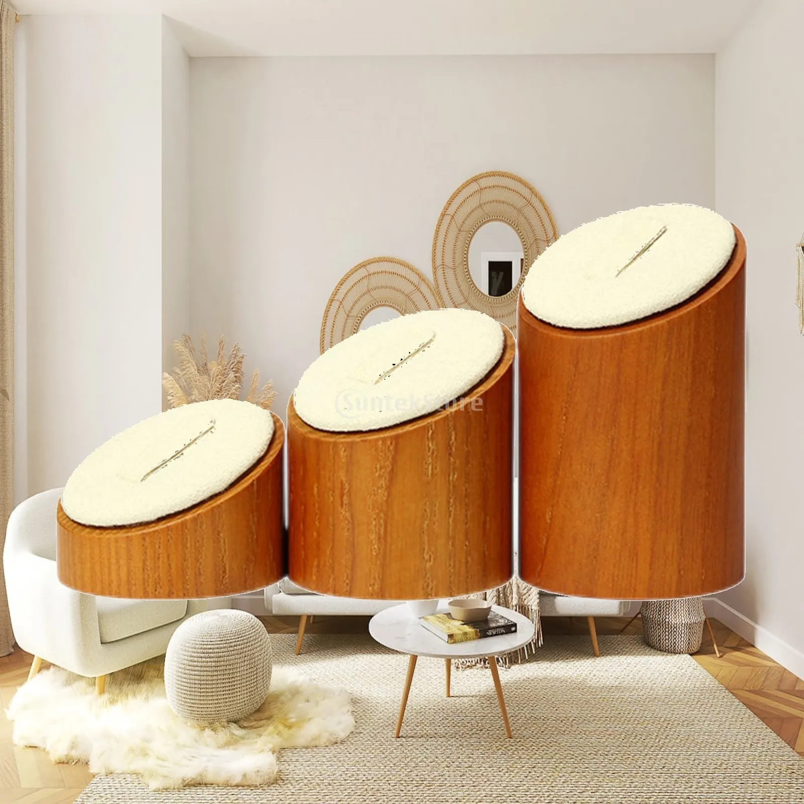 3x Solid Wood Rings Display Stand Finger Rings Display Rack Jewelry Show Holder for Shops Retail Presentation Personal Home
