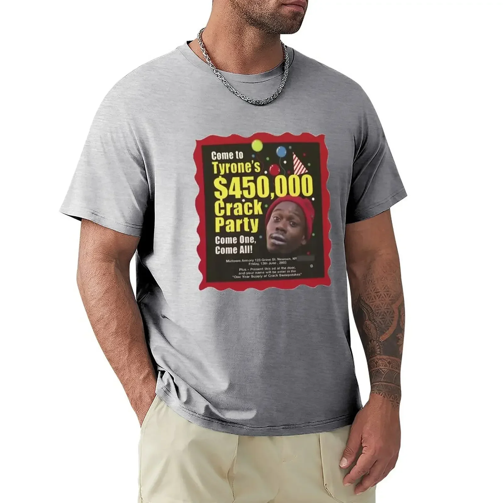 men clothing  summer tops cat shirts Short sleeve tee men Tyrone Biggums $450,000 Crack Party (Dave Chappelle) T-Shirt