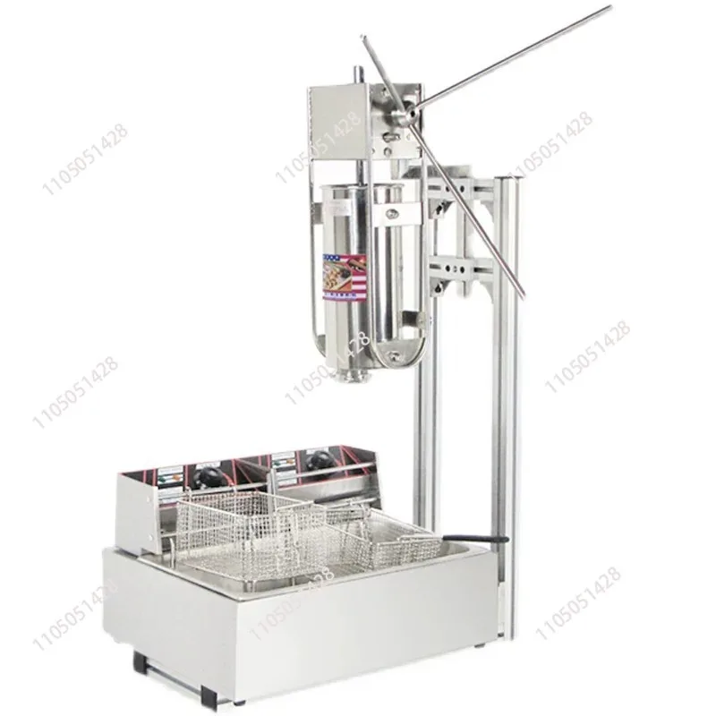 Stainless Steel Automatic Spanish Churro Machine (Churrera) with Fryer - Commercial Snack Maker High Efficiency