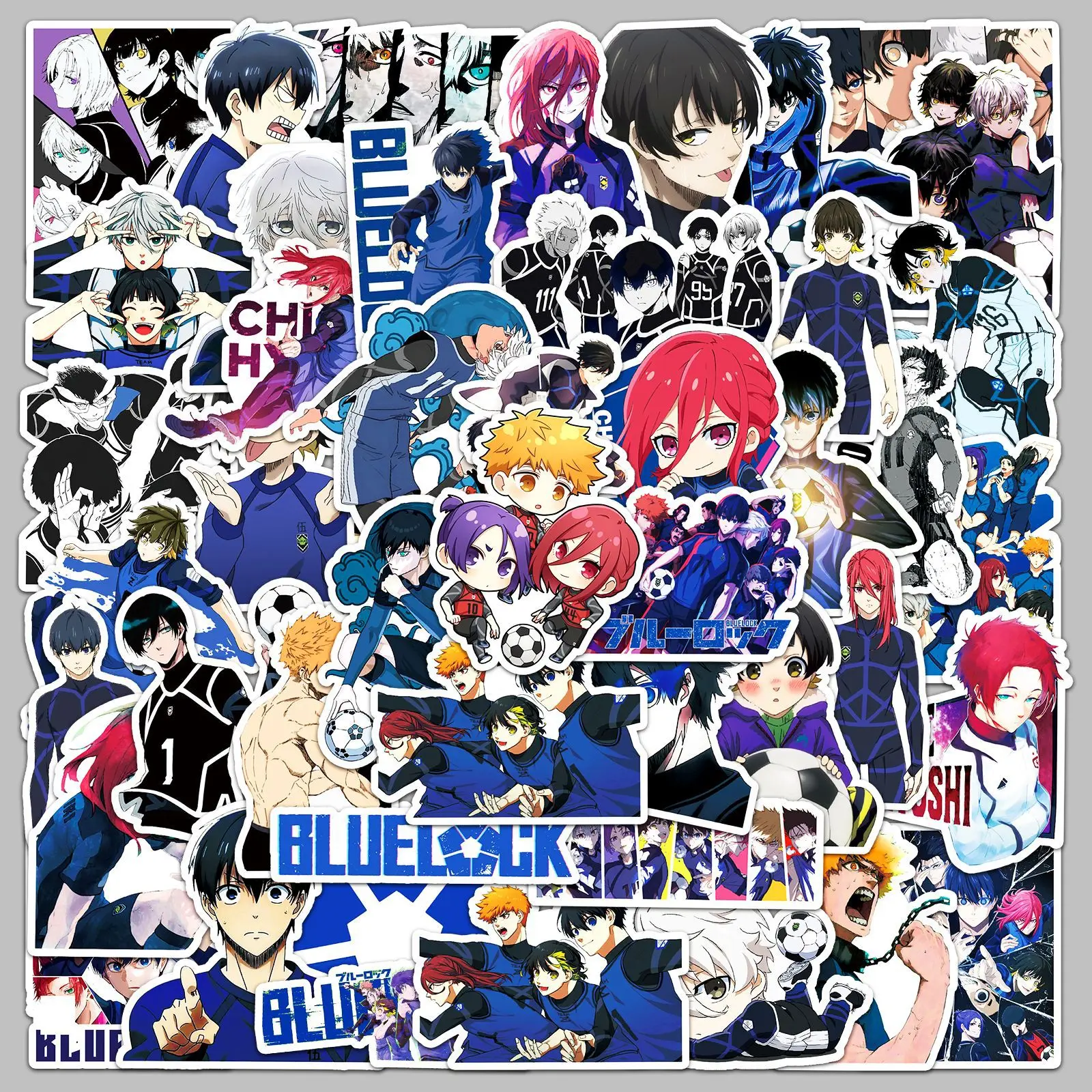 50 Pcs Anime BLUE LOCK Waterproof Sticker DIY Cartoon Football Sports Anime Phone Notebook Tablets Sticker Decoration Kid Toys