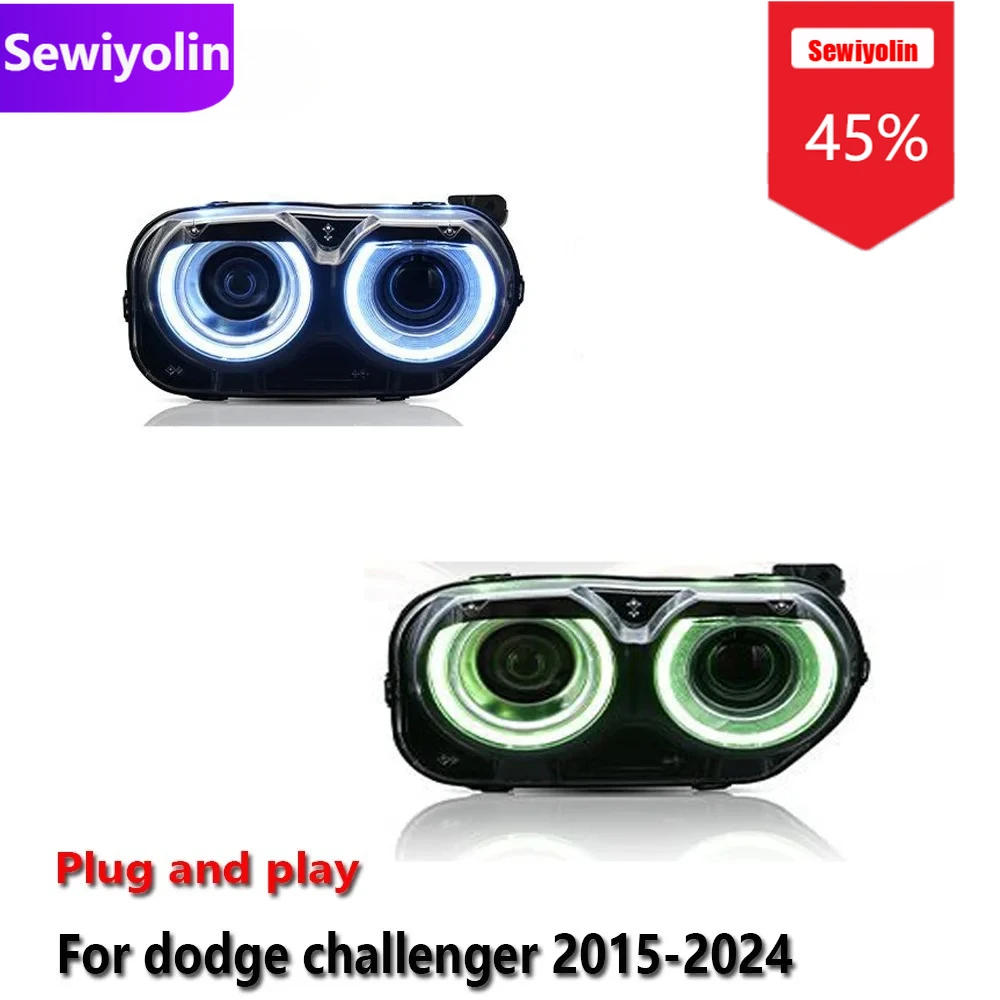 

Car DRL LED Headlight Assemblies For Dodge Challenger 2015-2024 Fog DRL Brake Turn Signal Lamp Plug And Play