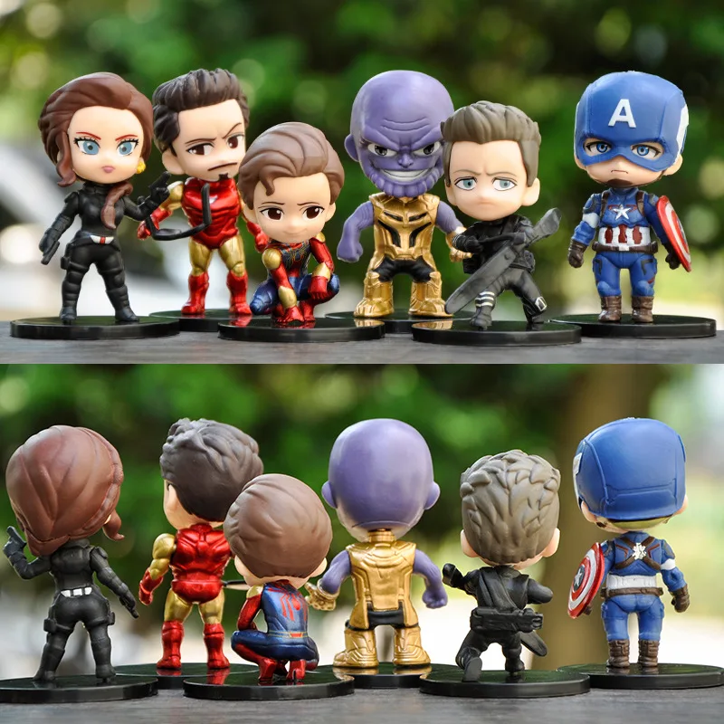 Juego de 6 Figuras de Acción de Marvel Avengers: Black Panther, Thanos, Ironman, Spiderman, Capitán América y Hulk