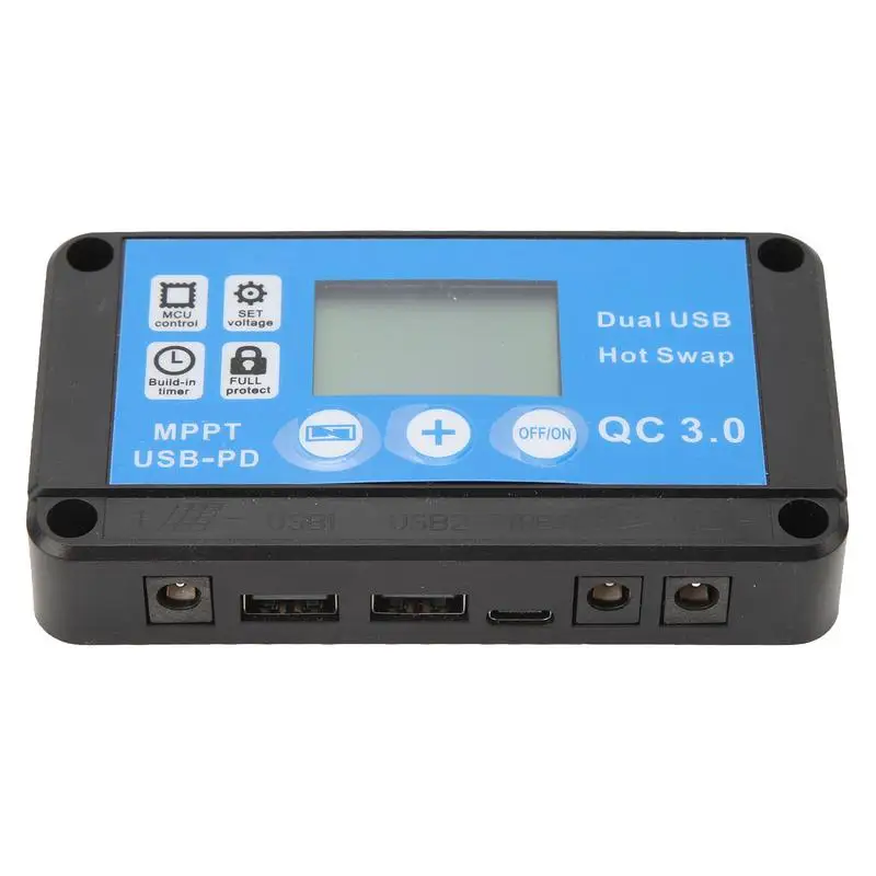 ตัวควบคุมแผงโซล่าตัวควบคุมการชาร์จไฟในแผงโซล่า DC 12V/24V ตัวควบคุม MPPT จอแสดงผล LCD พอร์ต USB คู่มัลติฟังก์ชั่นพลังงานแสงอาทิตย์