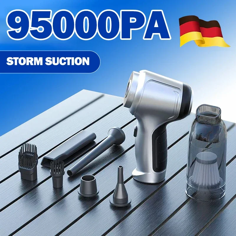 95000Pa Handheld Car Vacuum Cleaner, Strong Suction Power, Long Runtime, Washable Filter for Home, Car, Office