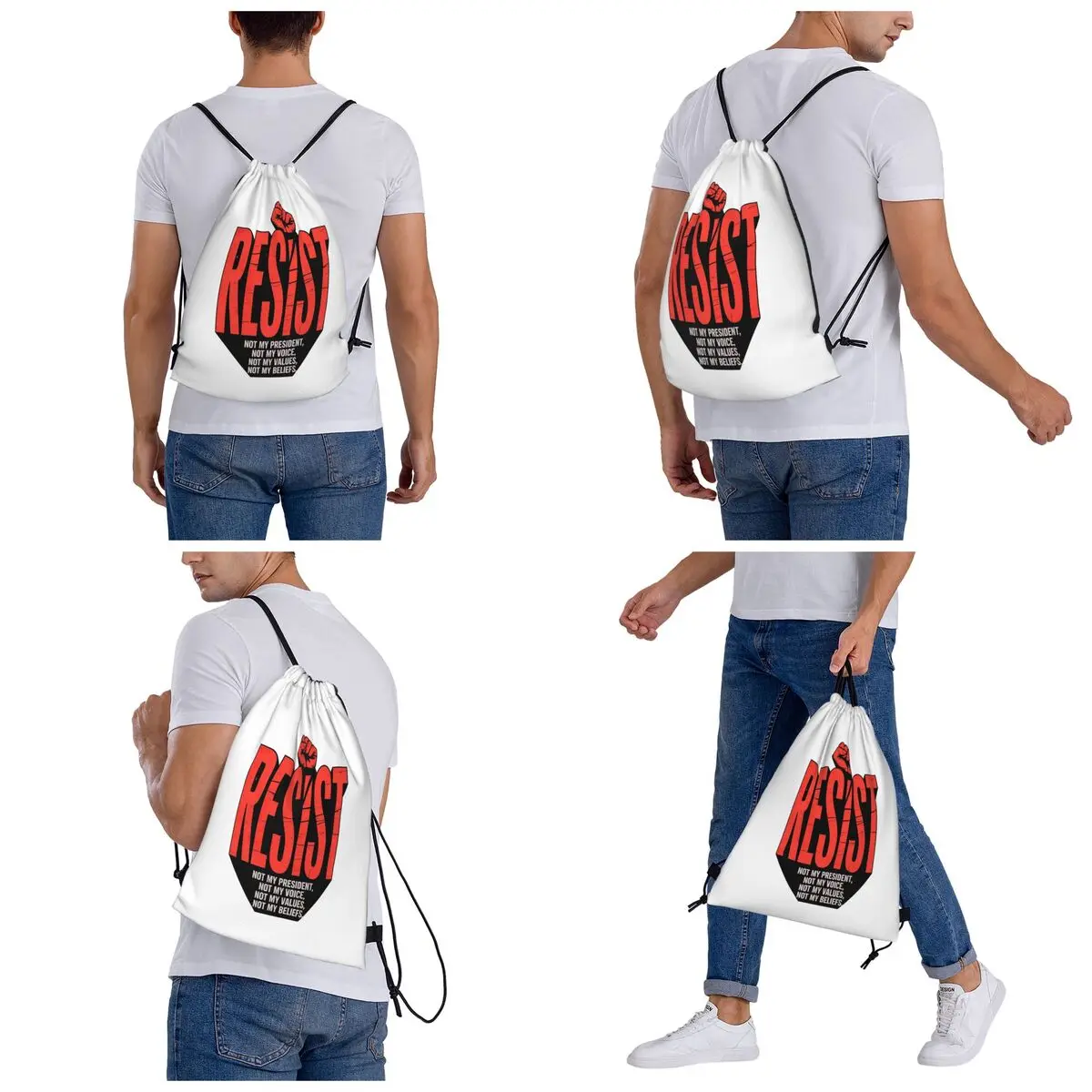 Resist, Stand For What Matters Backpacks Fashion Drawstring Bags Storage Bag Book Bags for Travel School