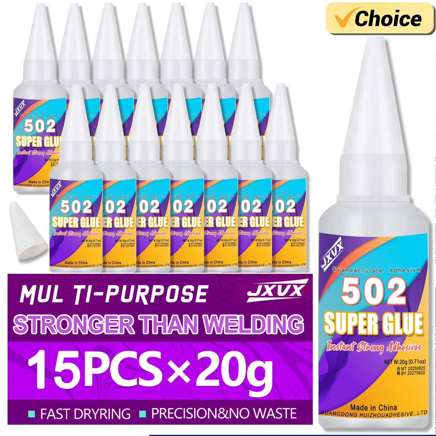 

15 штук суперпрочного клея 502: быстросохнущий цианоакрилатный клей, идеально подходит для небольших пространств и тонких поверхностей. Жидкий клей для инструментов, фурнитуры, металлических изделий, дерева, поделок и