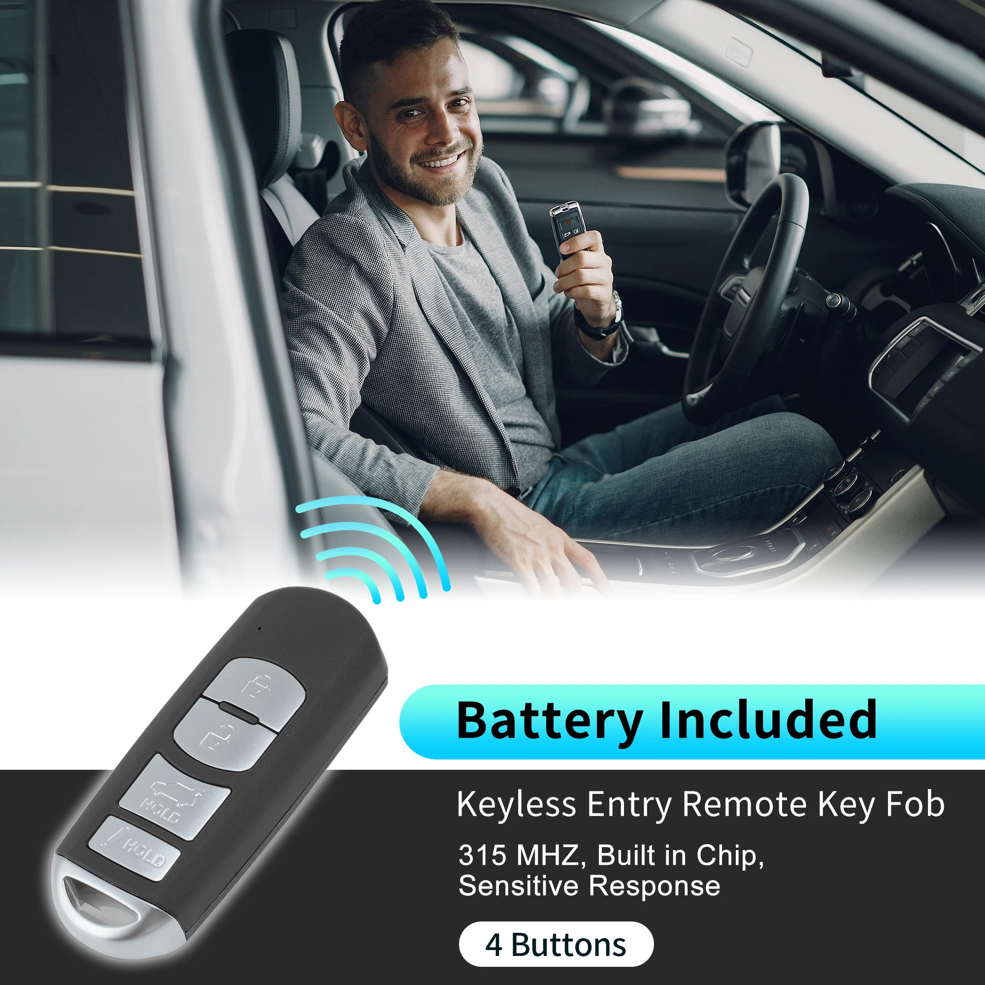 UXCELL WAZSKE13D02 315Mhz Keyless Entry Remote Key Fob for Mazda CX-9 for Mazda CX-5