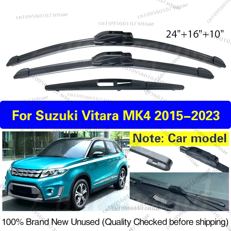 

For Suzuki Vitara MK4 2015 - 2023 Car Front Rear Wiper Blades Soft Rubber Windscreen Wipers Auto Windshield 2021 2022 24"16"10"