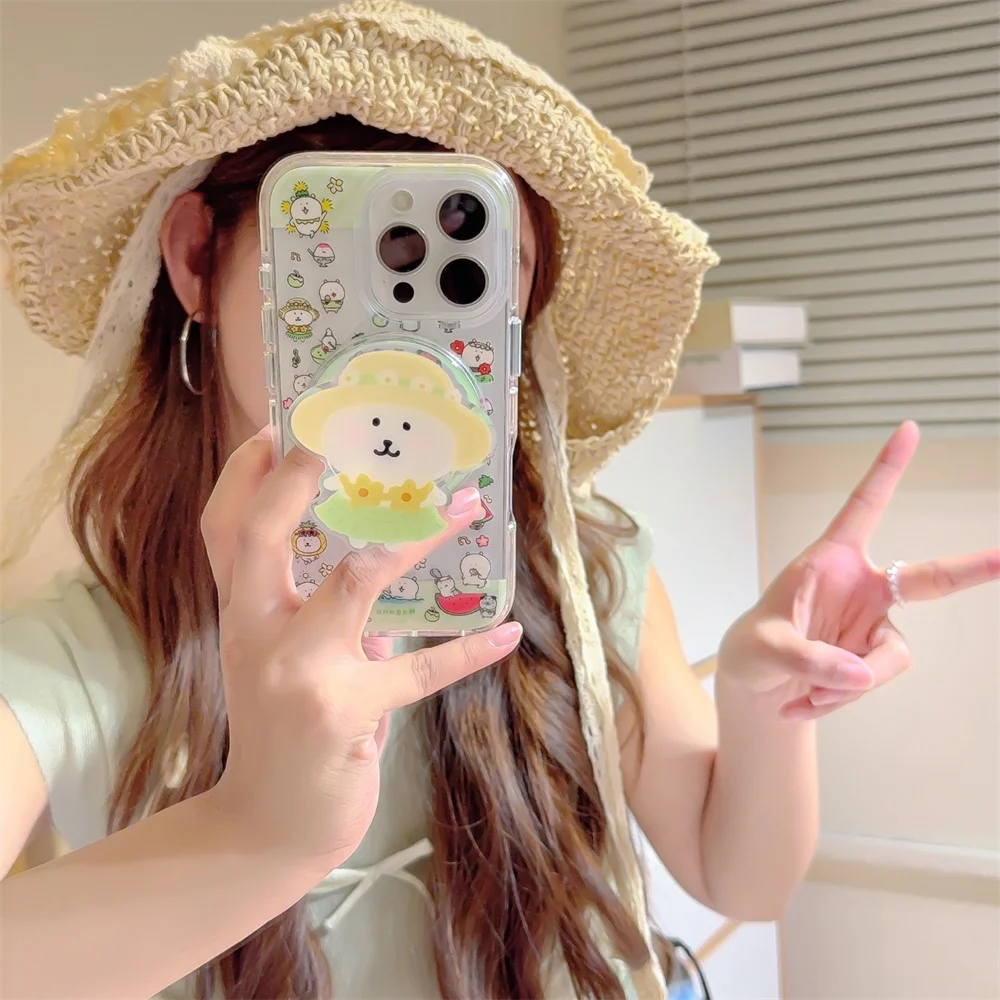Stylish and Cute Cartoon Puppy for Magsafe Stand, Suitable for Apple iPhone 16 ProMax iPhone 15/14/13 Soft Case