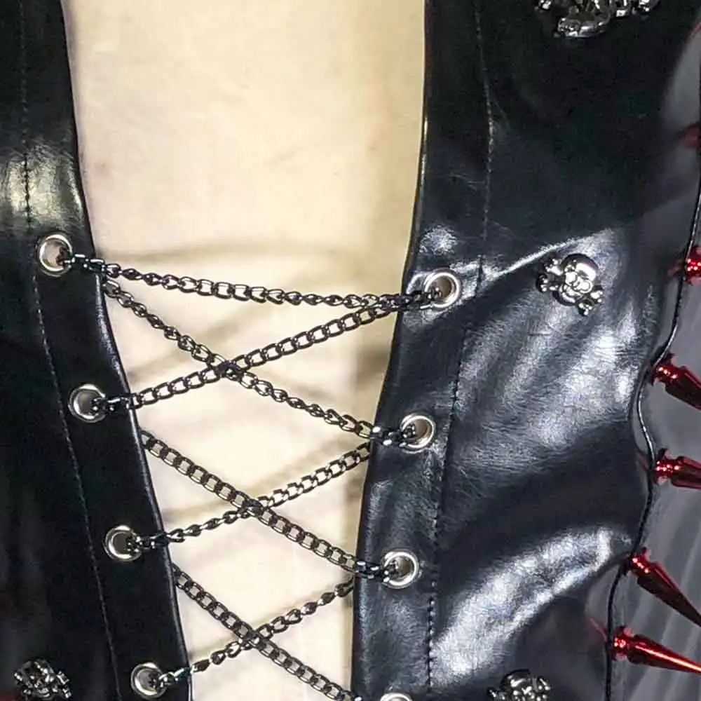 

Skull 90s E-Girls Hip Hop Hand Made Gothic Tank Punk Rock Studded Rivet Grunge Fairy Harajuku Teen Eco Y2K TOPS DIY Goth Kawaii