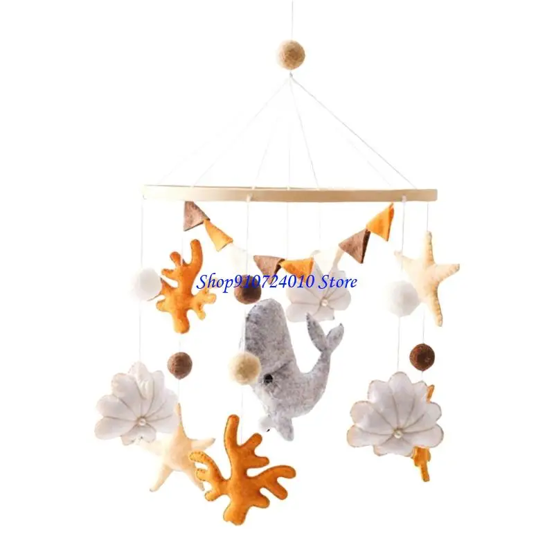 77HD Giocattolo mobile per culla in legno con coralli balena a tema oceano per lo sviluppo sensoriale e il monitoraggio