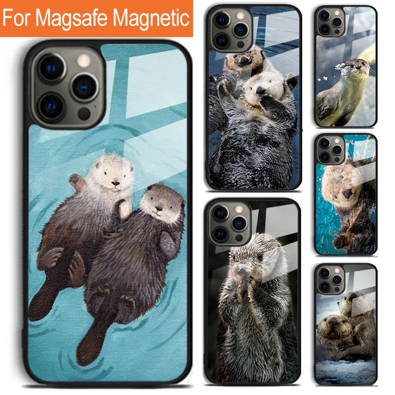 Sea Otter Animal Phone Case For iPhone 16 15 14 13 12 11 Pro Max Plus Magsafe Magnetic Wireless Charging Cover