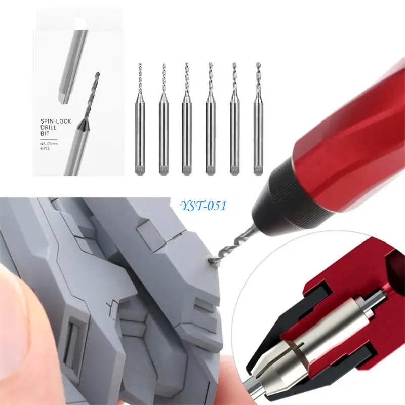

E15A 6 Piece Oval Slot Design Anti Slip Drill Bit 1.0-3.1mm for Model Building Tool
