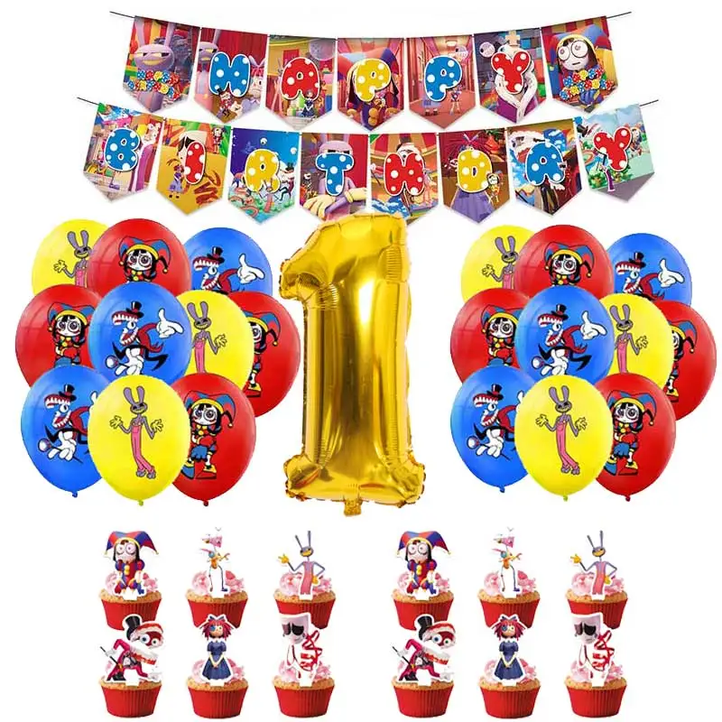 The Amazing Digital Circus Balloon Birthday Party Supplies Gift Home Decor 32inch Number Ballon Baby Shower Wedding Decoration