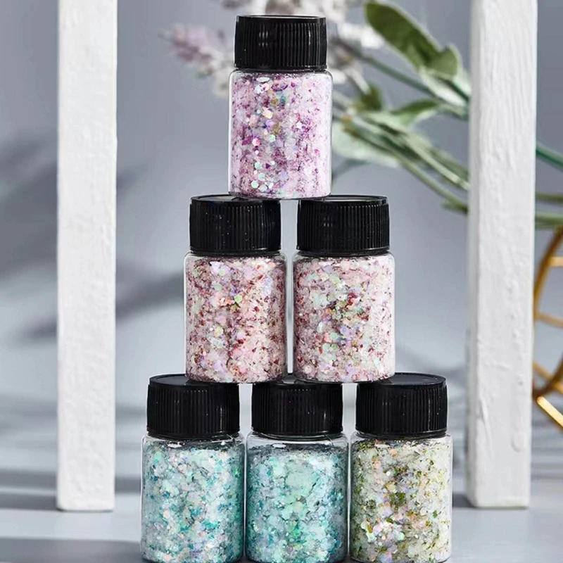 Glitter Sequins Sparkling Sequins Mix Nail Glitter Mix Manicure Decoration Sparkling Powder for DIY Silicone Nail Art Lover