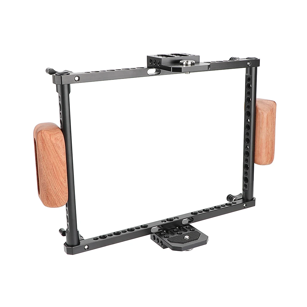 KIMRIG Height-Adjustable Monitor Cage With Wooden Handgrips For 7-10