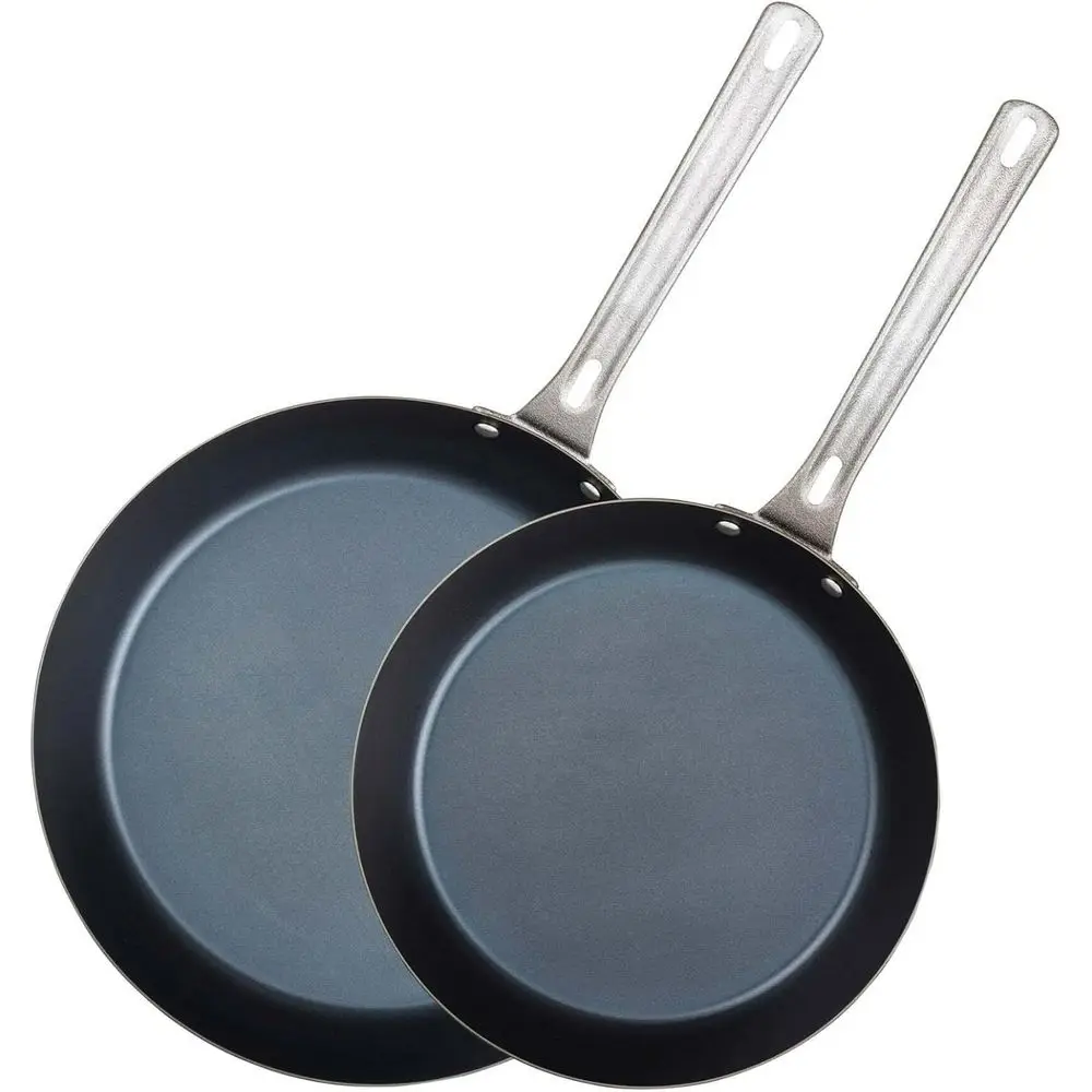 

Черные 10- и 12-дюймовые сковороды из синей углеродистой стали с антипригарным покрытием, набор кухонной посуды