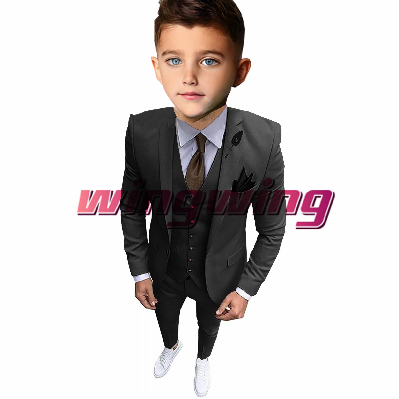 Pink Boys Suit Three-piece Suit Wedding Tuxedo Fashion Jacket Pants Vest 2-18 Years Old Custom Clothes Kids