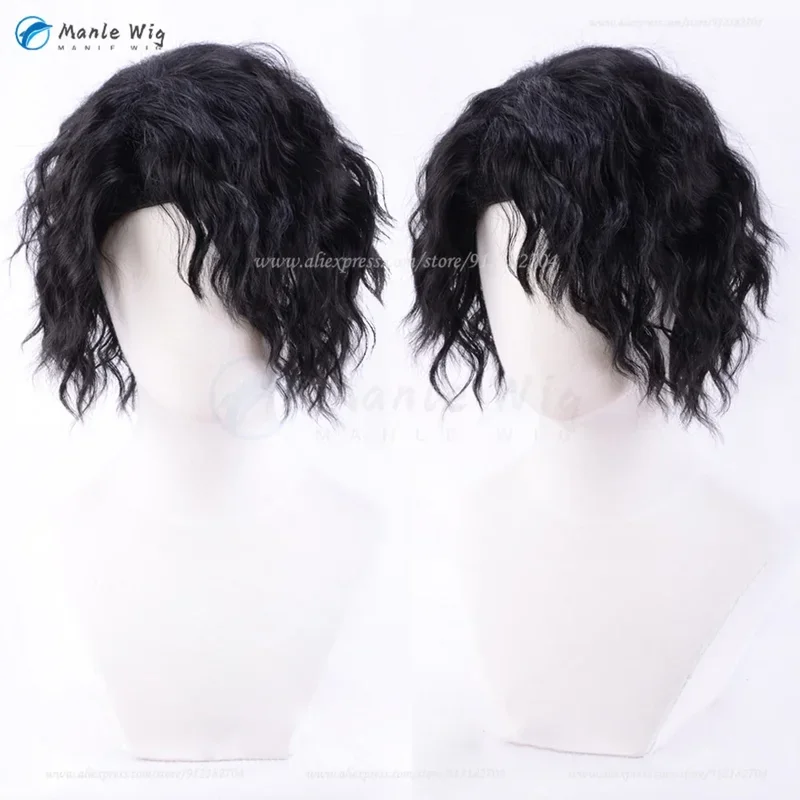 Anime Sakusa Kiyoomi Wigs Cosplay Short Wave Black Fluffy Sakusa Kiyoomi Cosplay Wig Heat Resistant Hair Halloween Wig Wig Cap