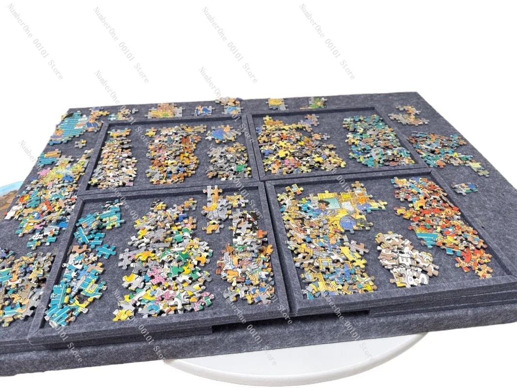 Large Folding Puzzle Table with Adjustable Stand and 6 Storage Drawers Portable Jigsaw Board Sorting Station Foldable Puzzle Pad