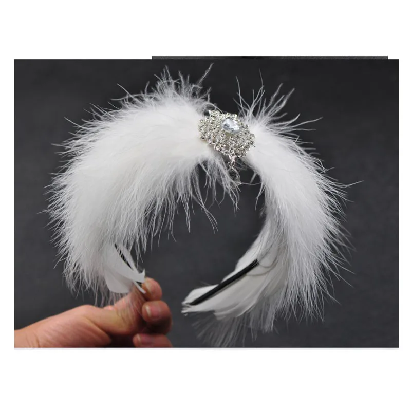 Swan Lake Ballet Feather Headdress With Rhinestone Princess Ballet Women Hair Accessories Headband For Wedding Christmas