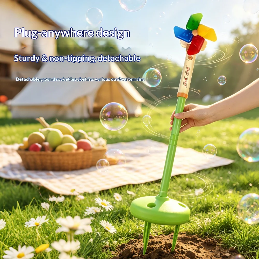 New Electric Vertical Spinning Windmill Bubble Maker Toy Large Capacity Bubble Toy Fun Outdoor Party Play Outdoor Toy
