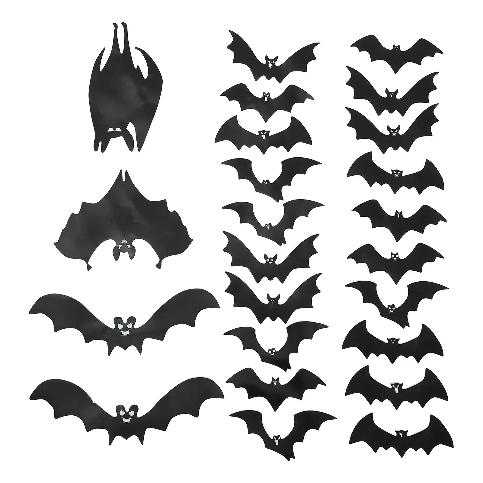 24pcs Halloween Garage Door Decorations, Magnet Bat Stickers, Glowing Bats with Luminous Eyes Refrigerator Decals for Metal Door