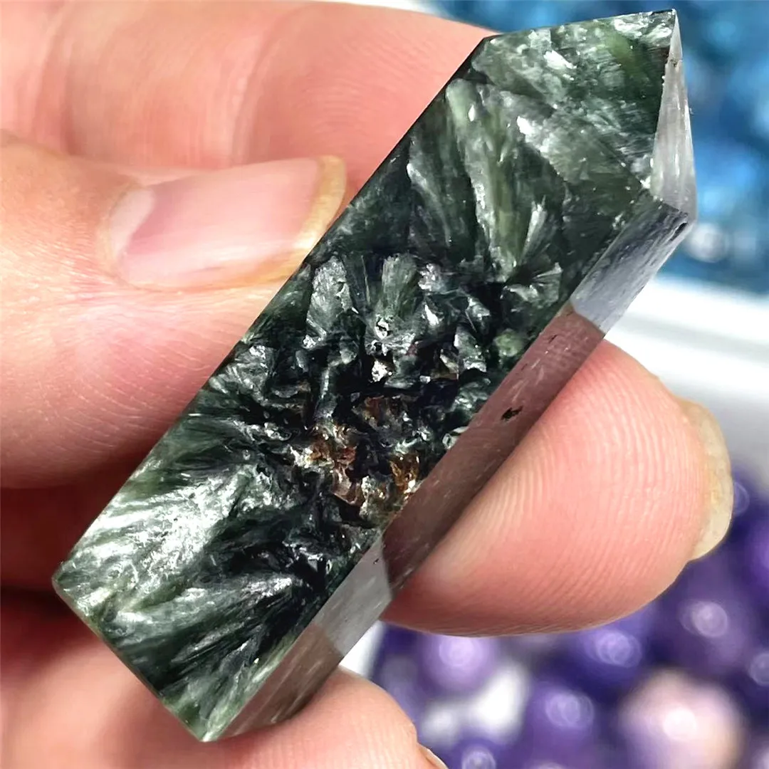 4-5cm New Products High Quality Seraphinite Natural Quartz Green Gemstones Mineral Crystal Point Reiki Jewelry Decoration