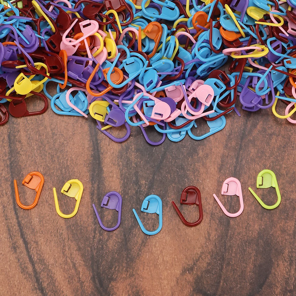 Multi-Color Snap Lock Plastic Stitch Markers Safety Pin Shape Smooth Yarn Lockable Counting Clips DIY Knitting Crochet Supplies
