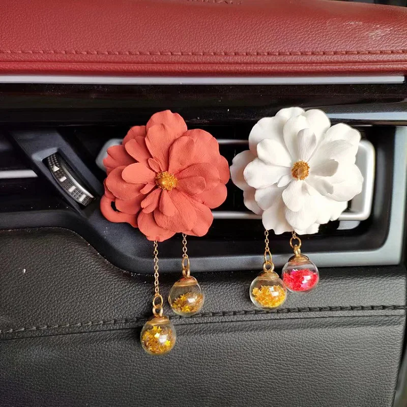 Car conditioning vent high-end accessory diffuser stone peony flower ornament solid fragrance to eliminate odors