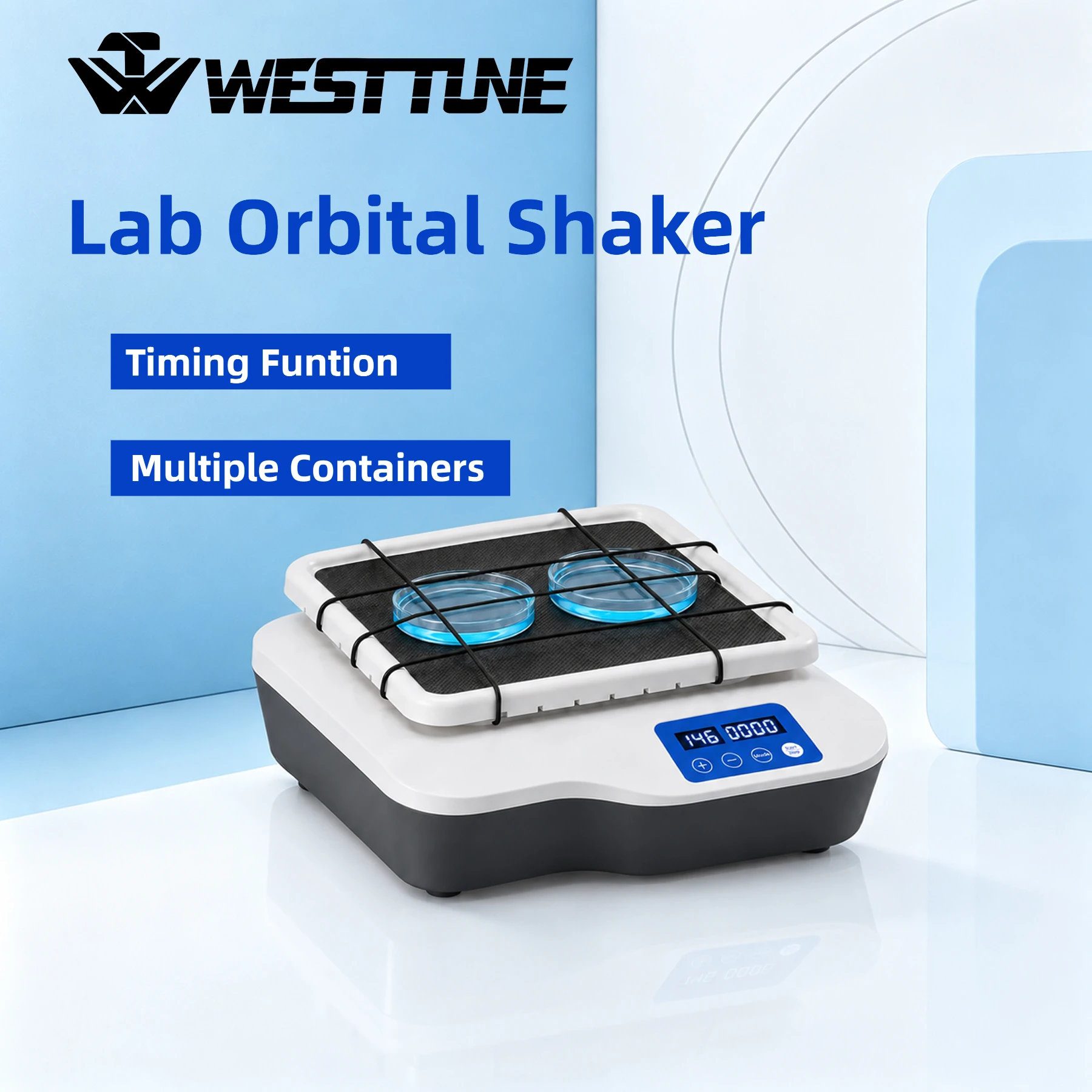 WESTTUNE Laboratory Orbital Shaker Digital Display Orbital Rotator Shaker Swing Adjustable Speed Oscillator 40-200rpm SK-O180-S
