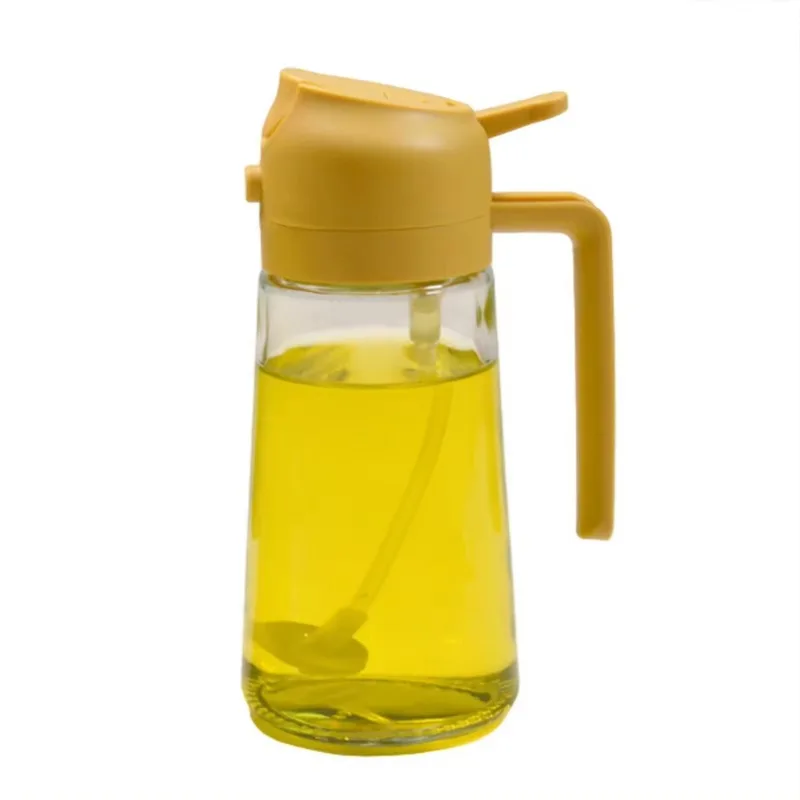 2in1 Oil Sprayer Glass Bottle for Cooking Anti-leakage Olive Oil Storage Bottle for BBQ Air Fryer Salad Steak Kitchen Supplies