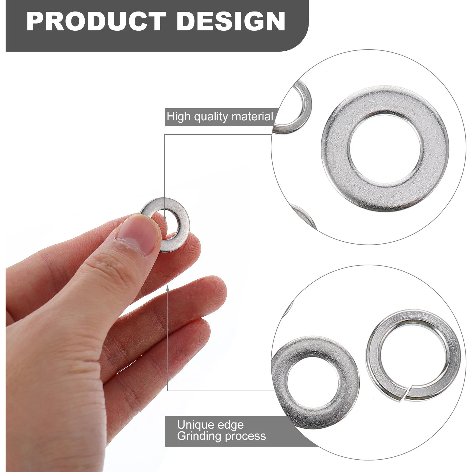 

200Pcs Stainless Steel Flat Spring Lock Washers Kit Durable Repair Flat Gasket Spacer Set Plain Washer Spring Washer