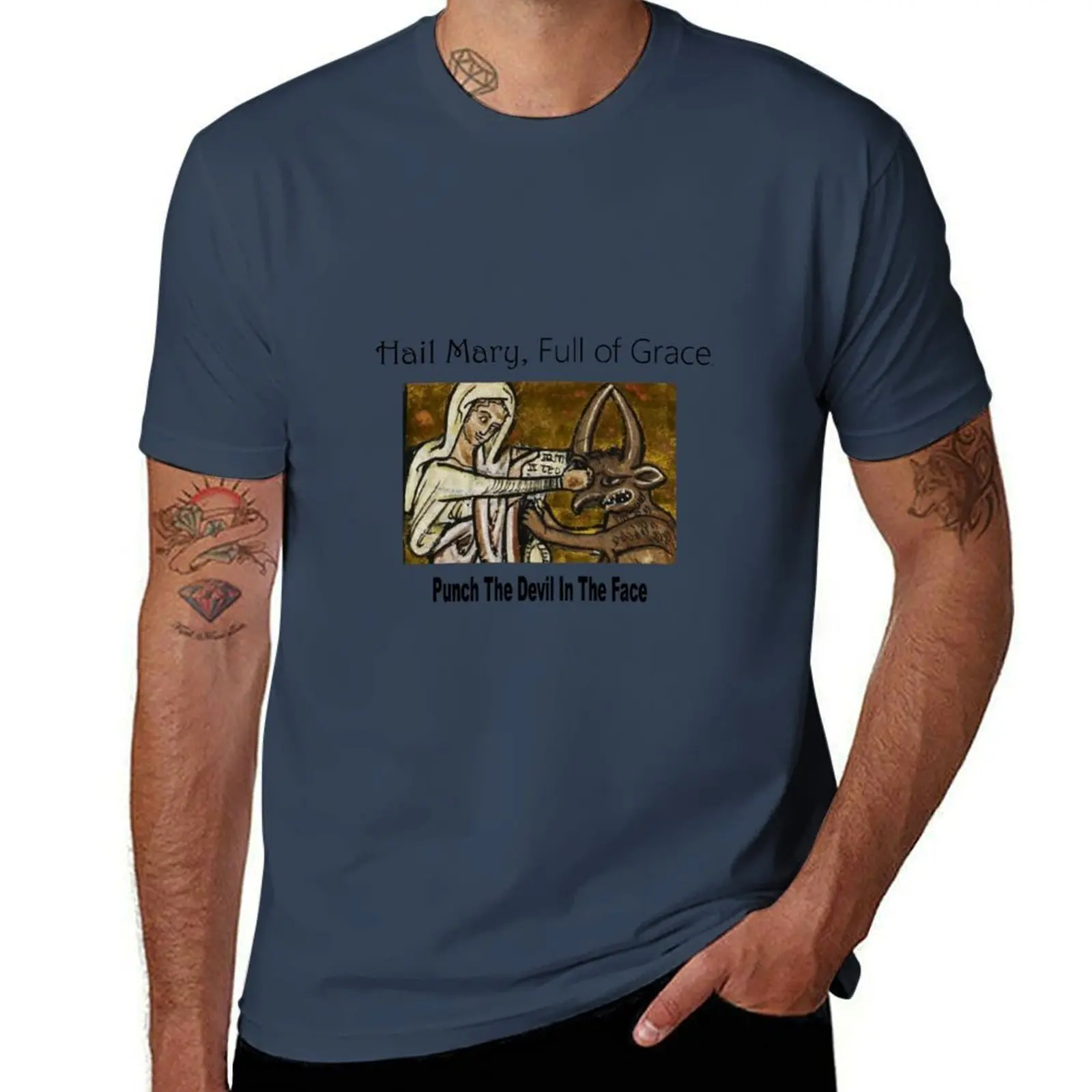 

Hail Mary, Full of Grace, Punch the Devil in the Face! T-Shirt Work Utility Short Sleeve Shirt
