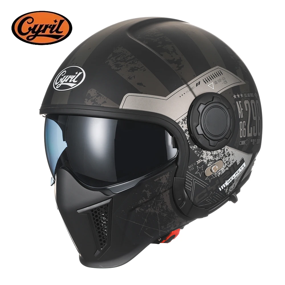 Casco de motocicleta de cara completa casco de cara abierta cascos modulares doble lente hebilla de liberación rápida hombres mujeres CYRIL OP12A Cascos Moto