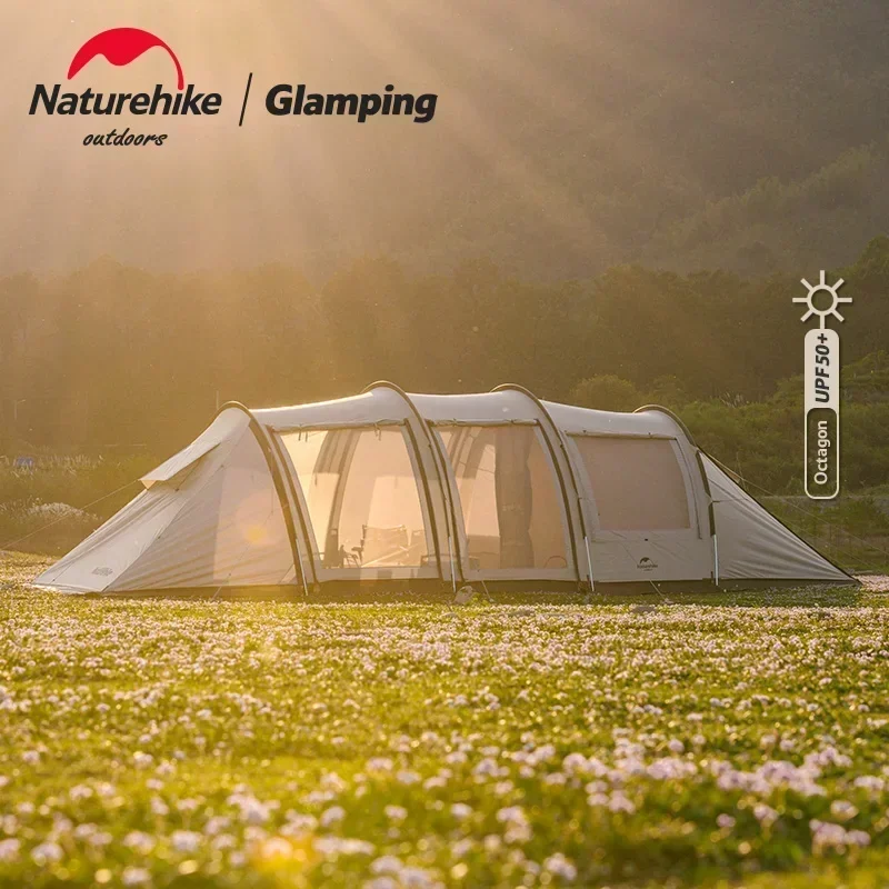 Naturehike 4-6 osobowy namiot tunelowy Camping duża przestrzeń przenośna 150D tkanina Oxford ze spódnicą śnieżną przedpokój piknik na świeżym