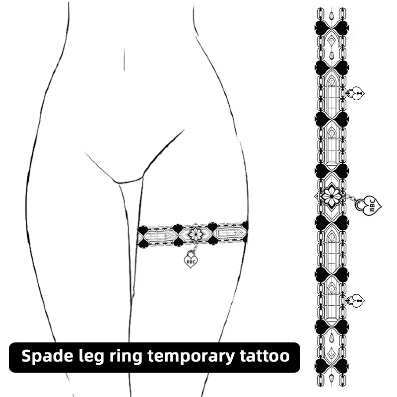 Spade Leg Vine Ring Temporary Sticker, Waterproof and Sweatproof, Thigh and Ankle, Temporary Sticker for Women, BBC Pattern