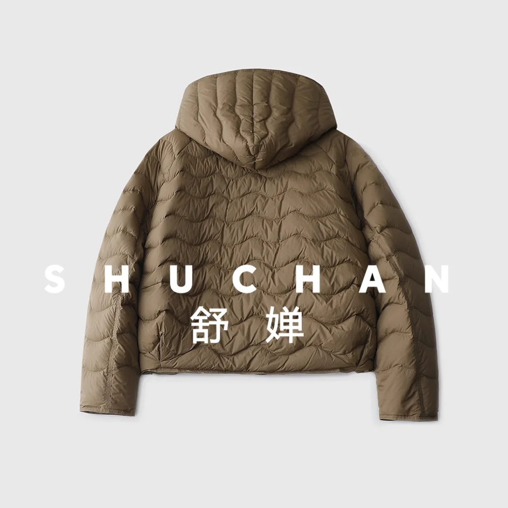 جديد رقيقة 90 الأبيض بطة أسفل سترة المرأة مقنعين خفيفة ورقيقة أسفل سترة قصيرة معطف الشتاء فضفاض #5